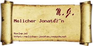 Melicher Jonatán névjegykártya